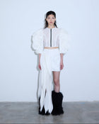 A-JANE Metasse Layered Wavy Puffy Sleeve Jacket