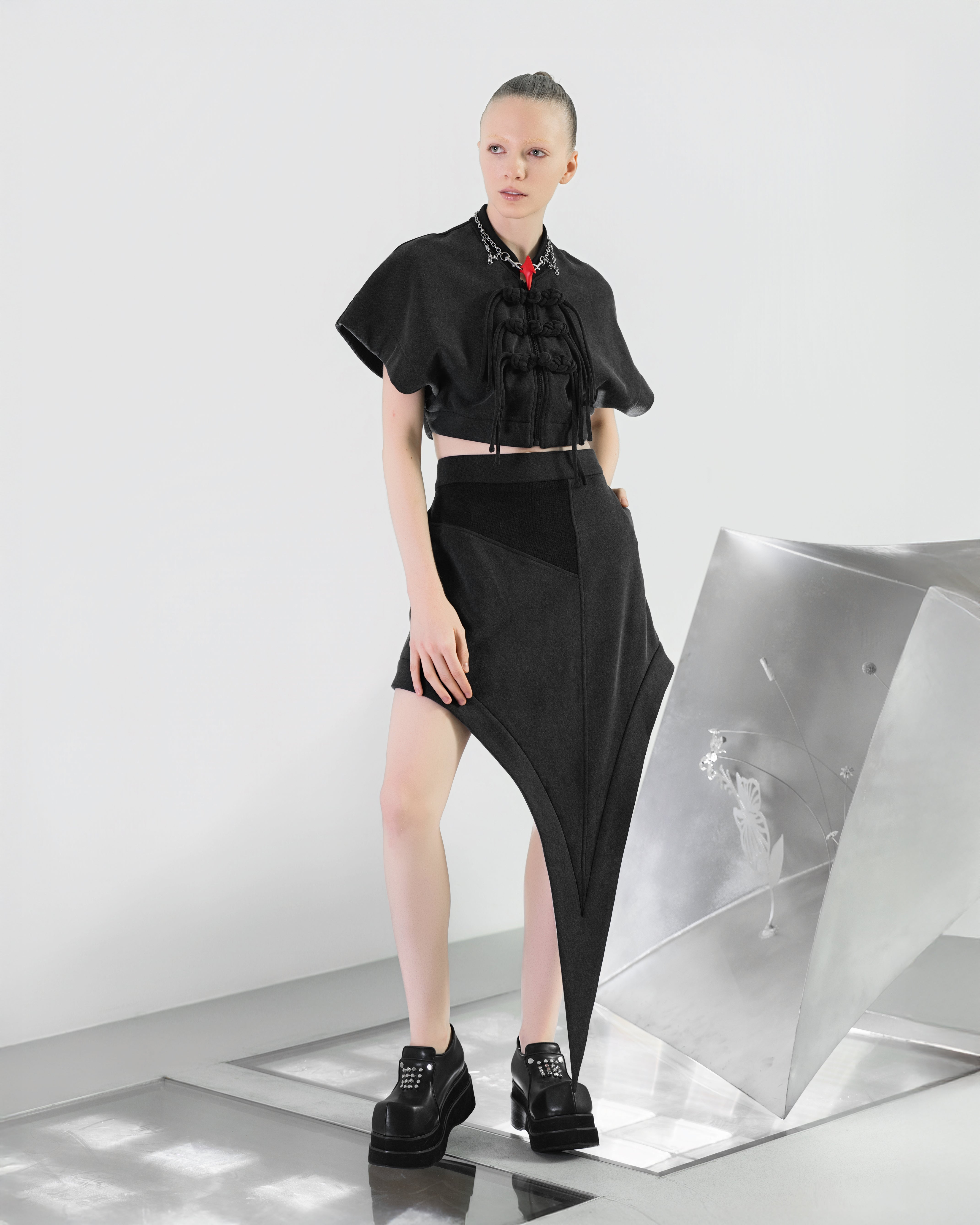 NOIZ N8SK2 Asymmetrical Deconstructed Pointed-Tail Skirt – A-JANE