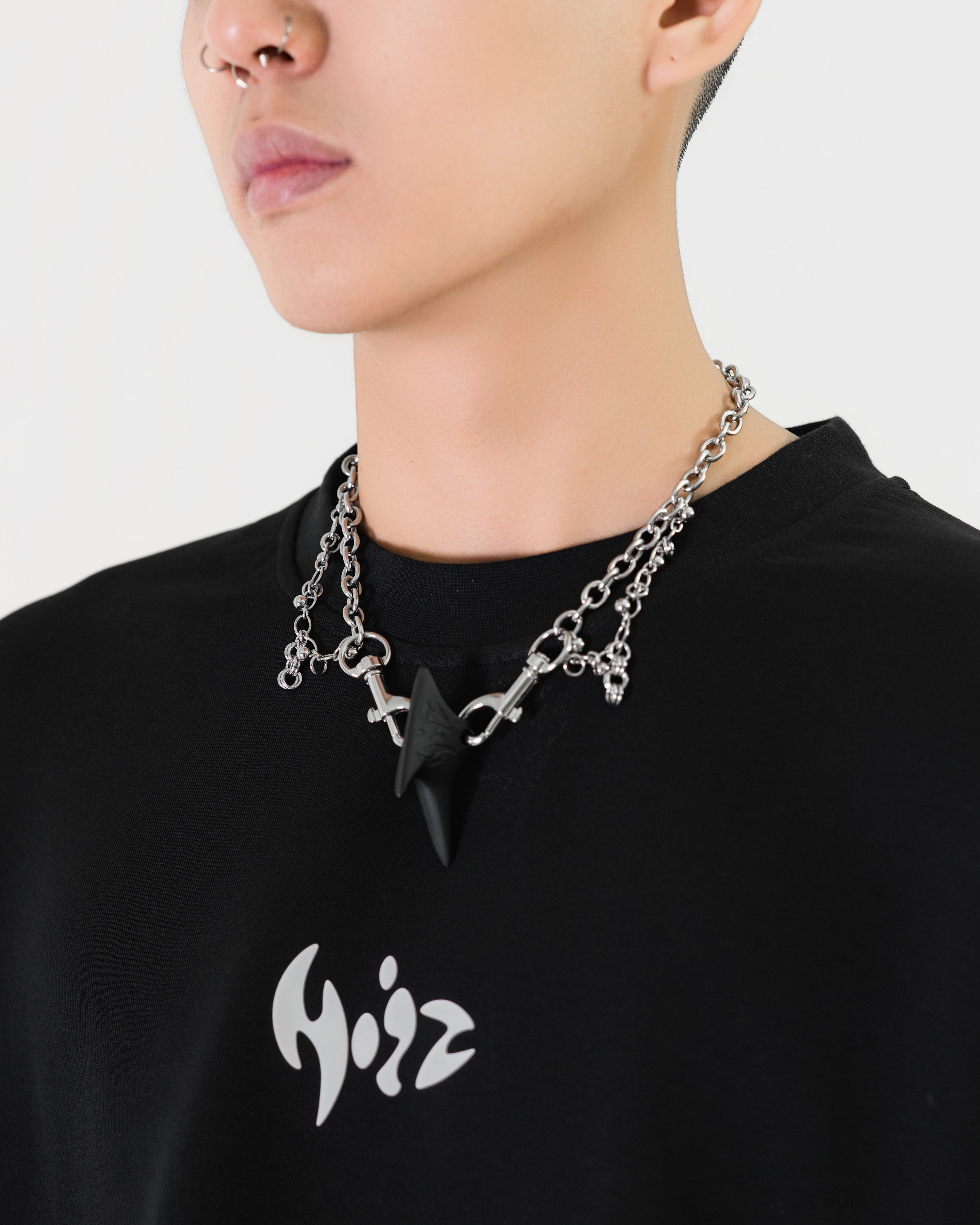 NOIZ 3D Geo-shark Multifunction Ring Necklace