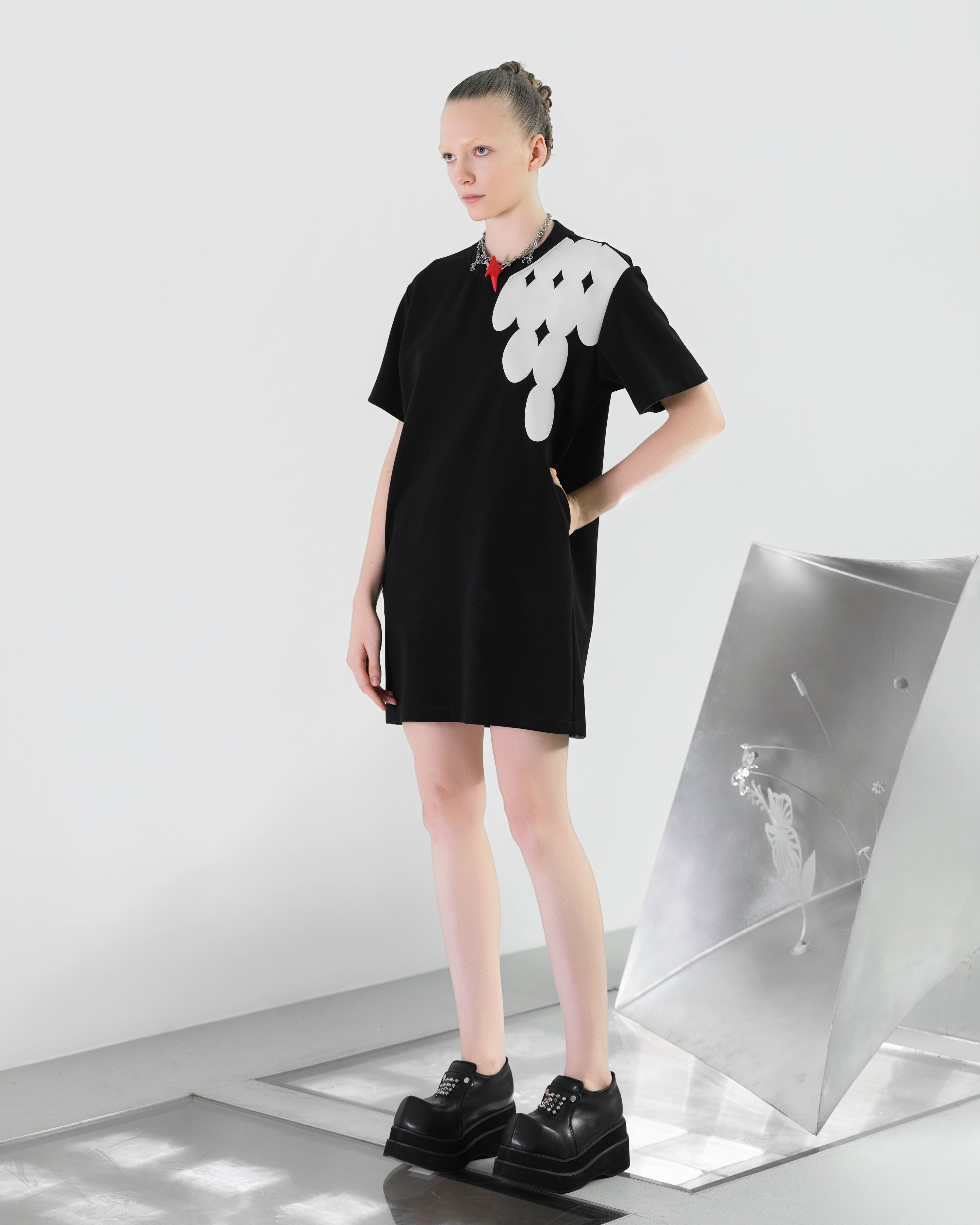 NOIZ N7DR1 Puff Print Oversizes T-Shirt Dress