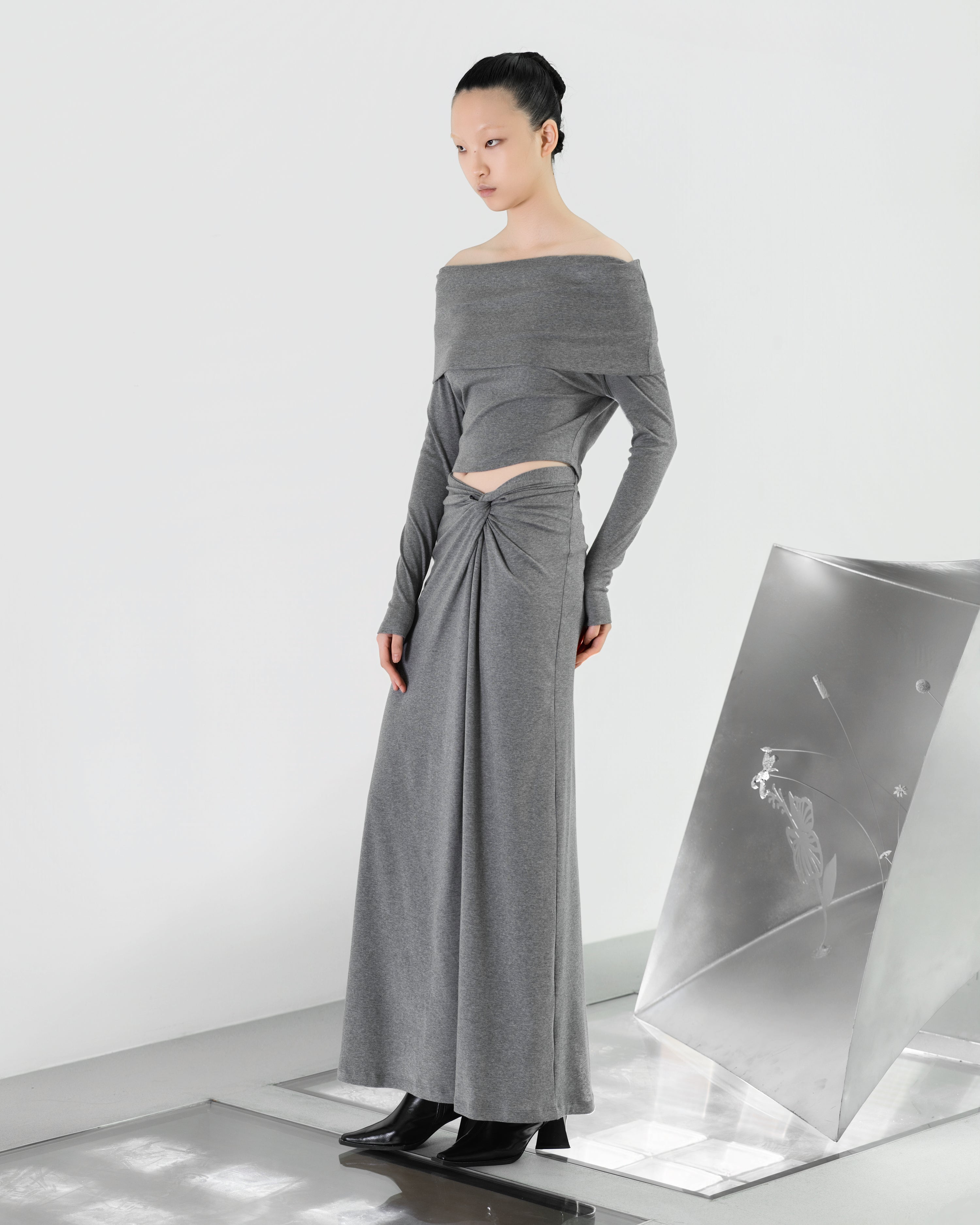 A-JANE SLONIA  Off-Shoulder Knit Crop Top