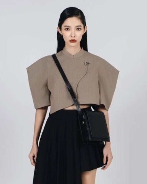 A-JANE Embossed Leather Crossbody Bag