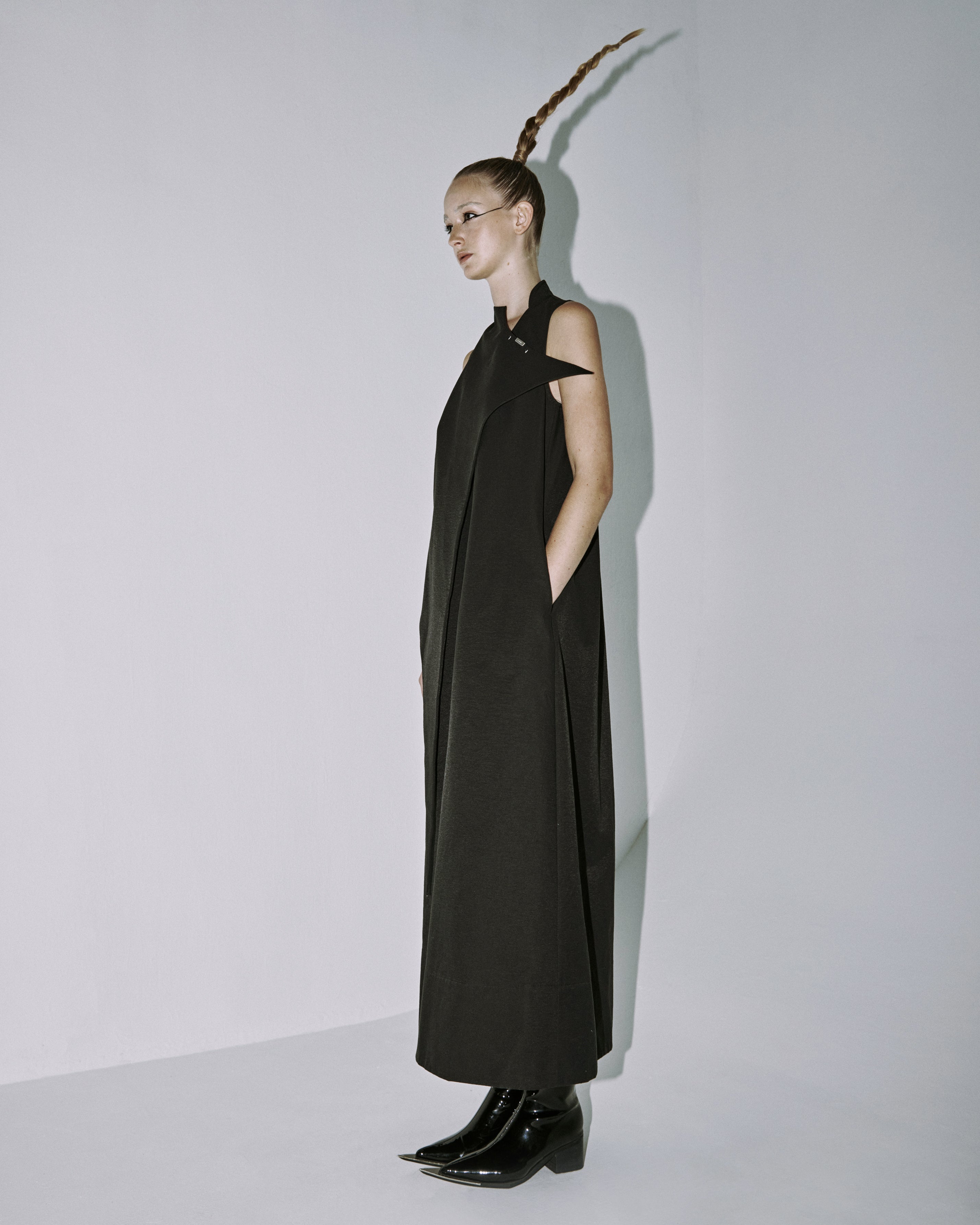 A-JANE Splat Asymmetrical Spiked Maxi Dress