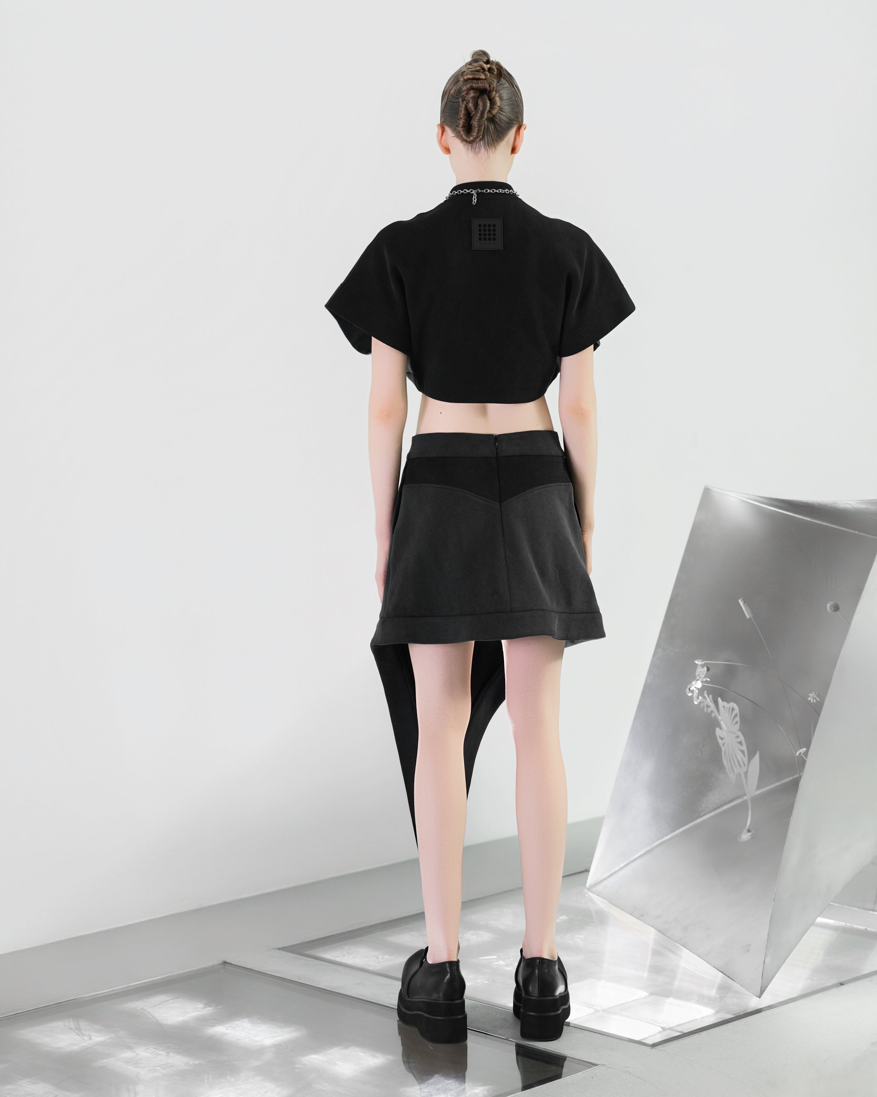NOIZ N8SK2 Asymmetrical Deconstructed Pointed-Tail Skirt