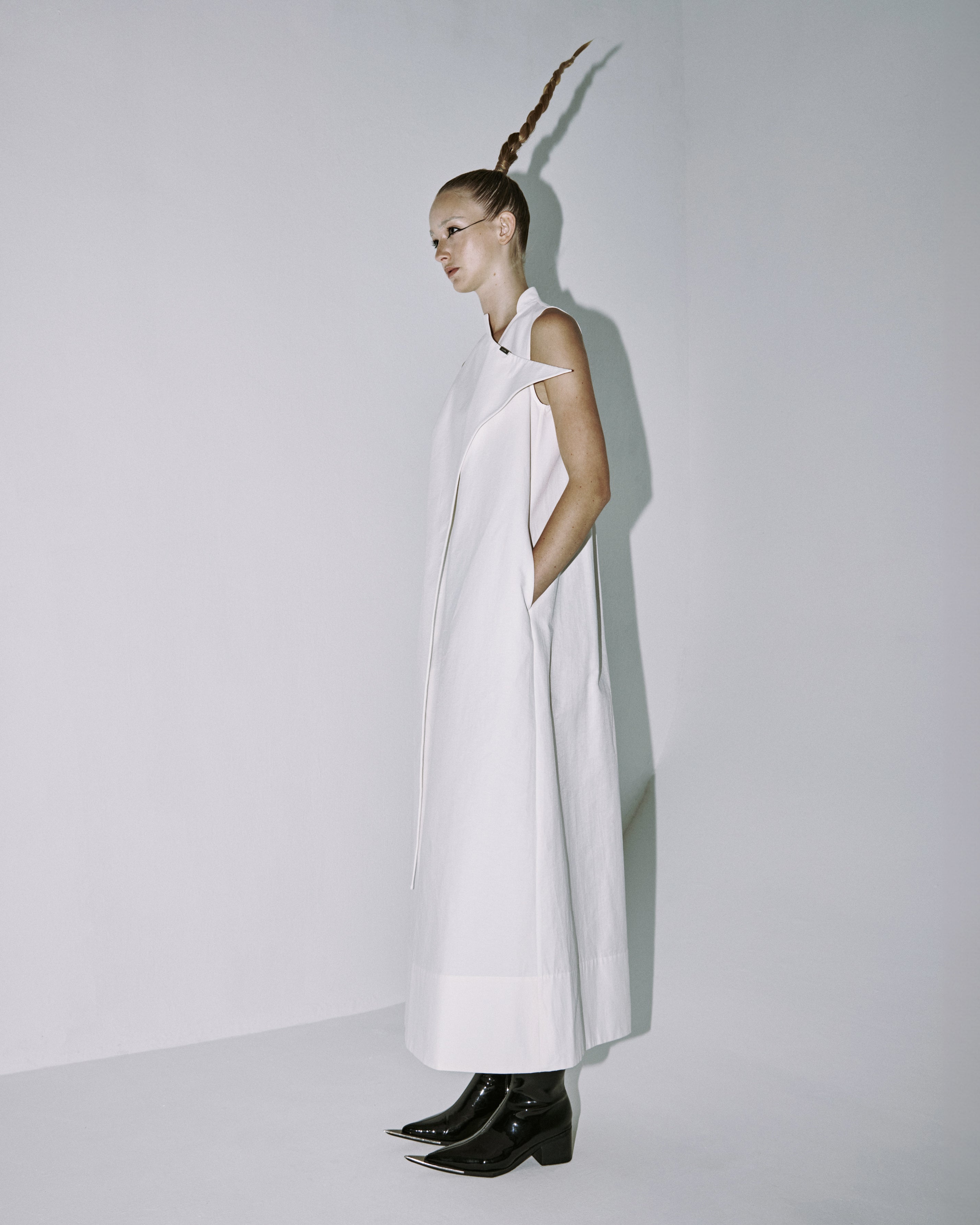 A-JANE Splat Asymmetrical Spiked Maxi Dress