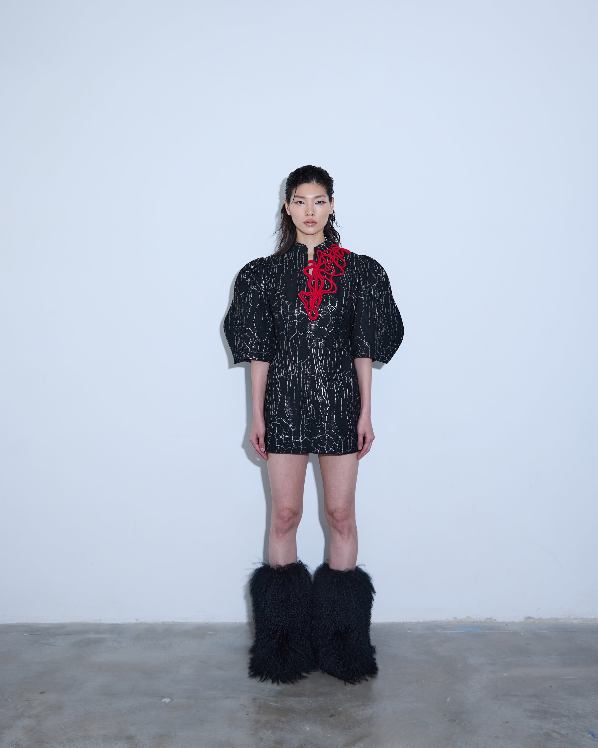 A-JANE Zennee Embellished Balloon Sleeve Dress
