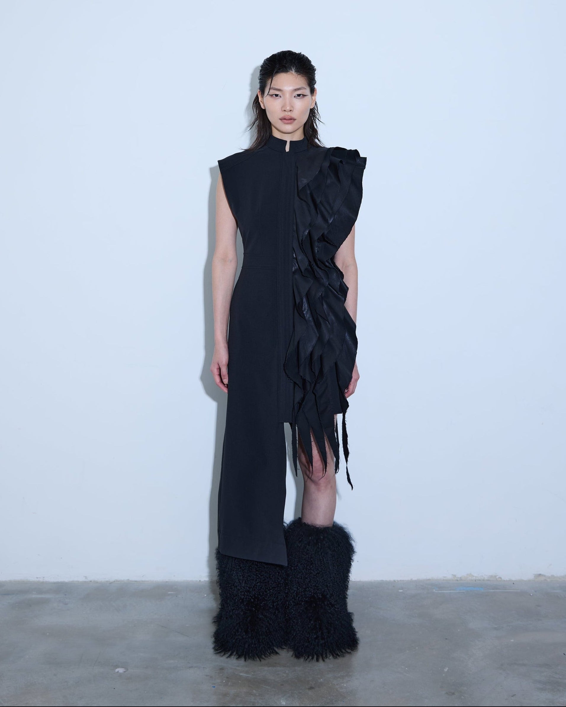 A-JANE Dissonanz Asymmetrical Layered Ruffled Dress A-JANE Dissonanz Asymmetrical Layered Ruffled Dress