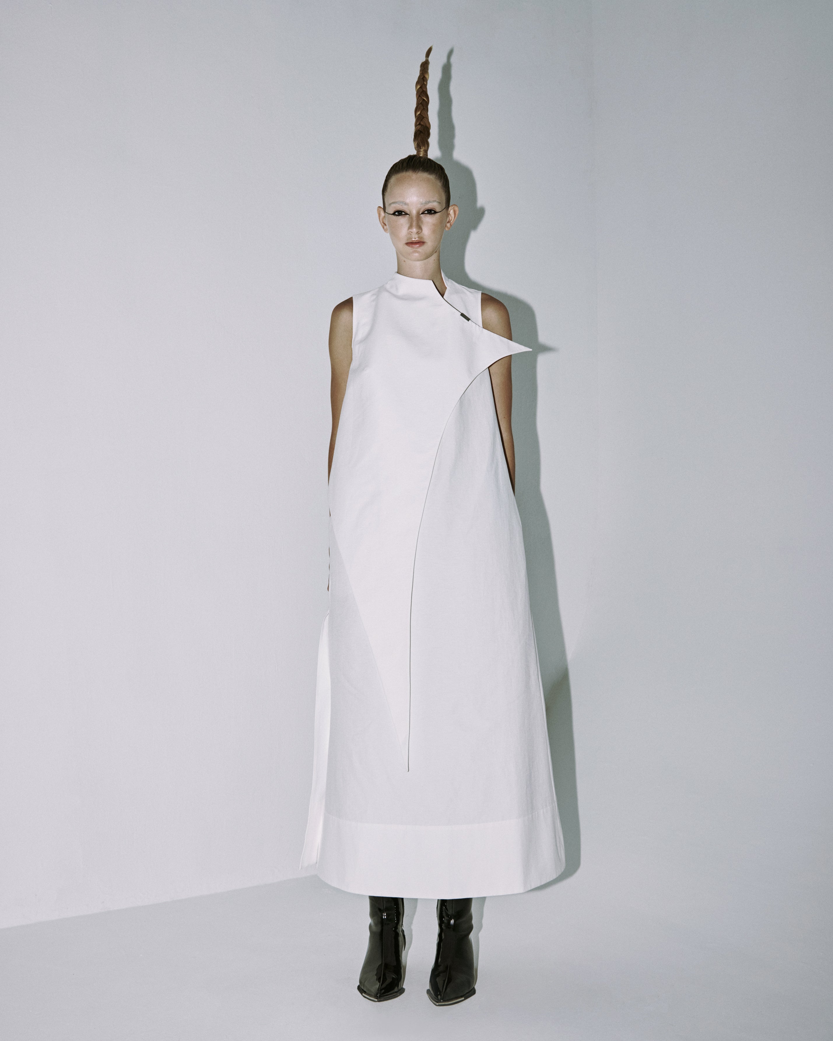 A-JANE Splat Asymmetrical Spiked Maxi Dress