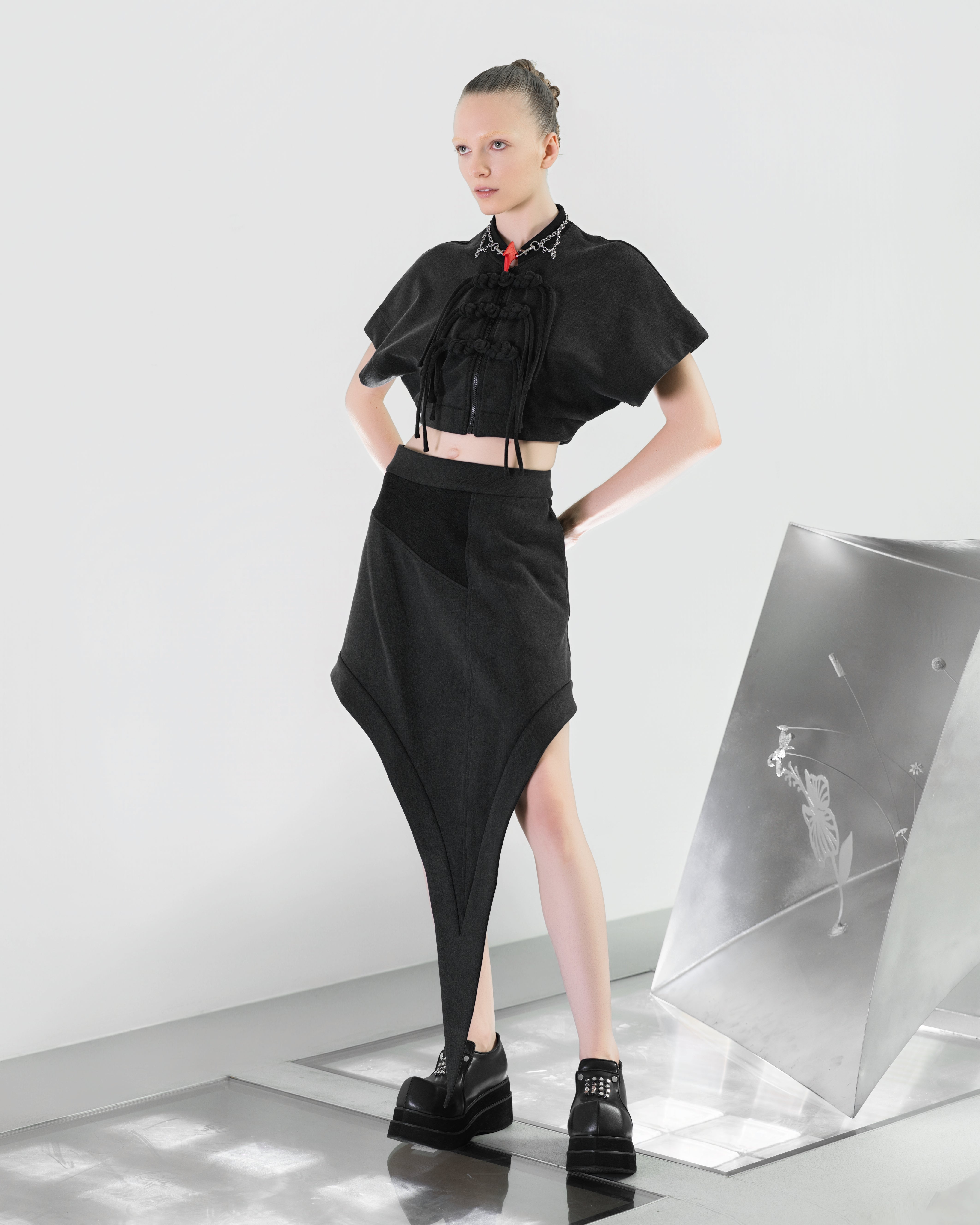 NOIZ N8SK2 Asymmetrical Deconstructed Pointed-Tail Skirt – A-JANE