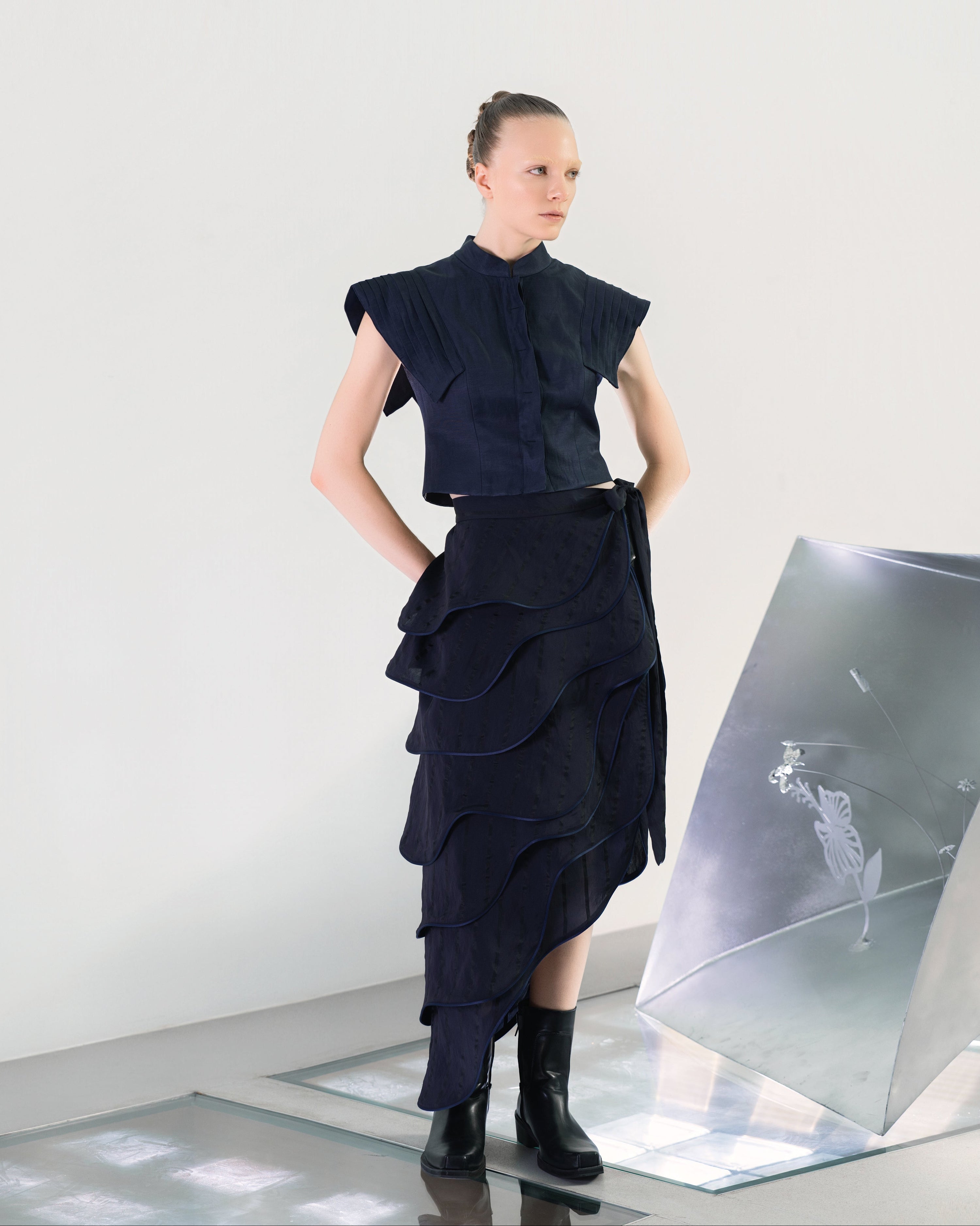 A-JANE Jasse Multi-Layered Wavy Wrap Skirt