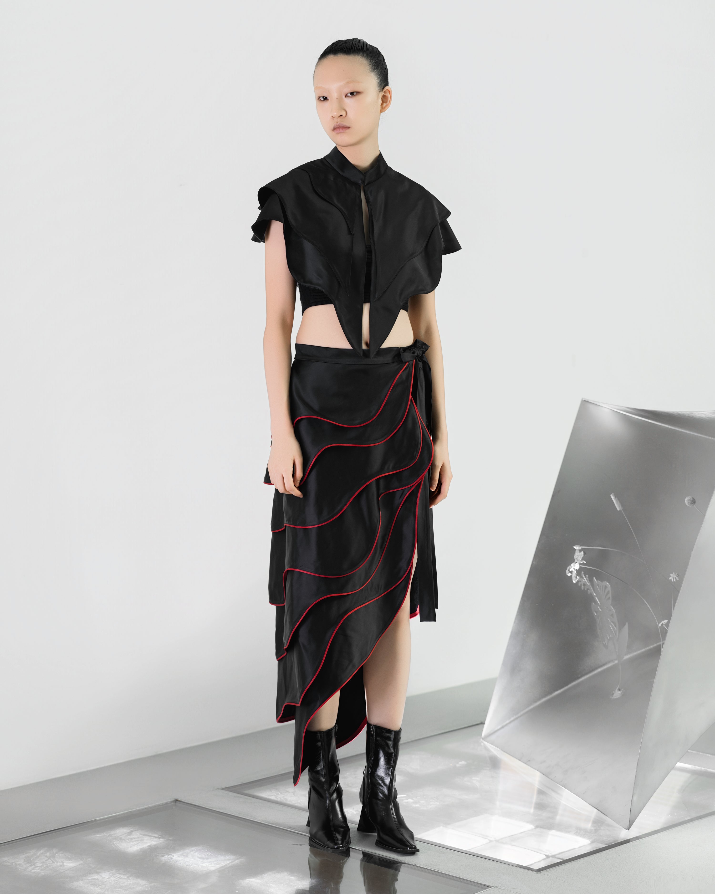 A-JANE Jasse Multi-Layered Wavy Wrap Skirt