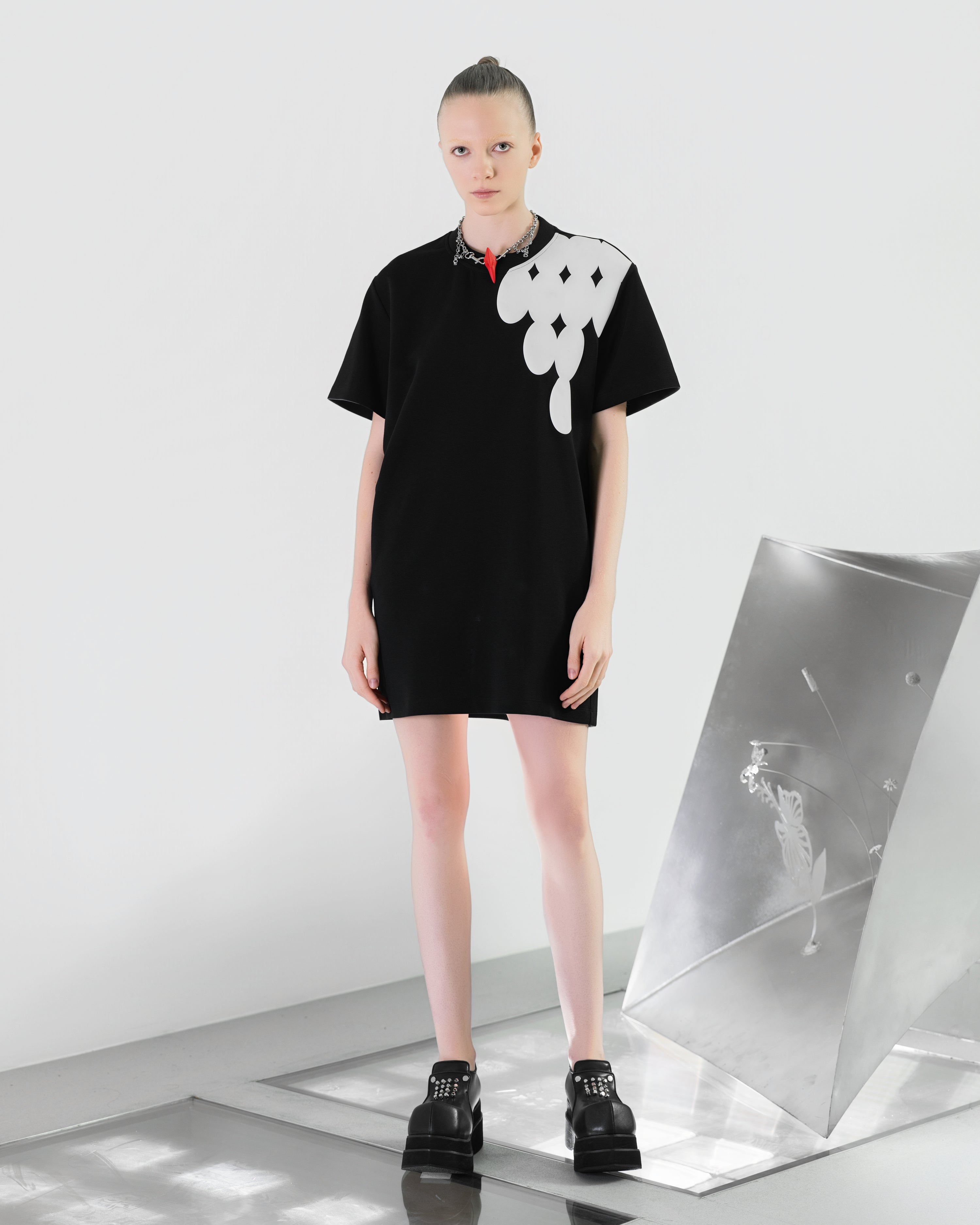 NOIZ N7DR1 Puff Print Oversizes T-Shirt Dress