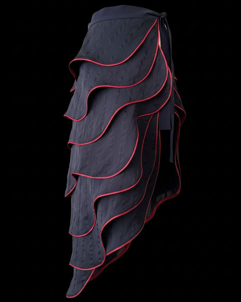 A-JANE Jasse Multi-Layered Wavy Wrap Skirt