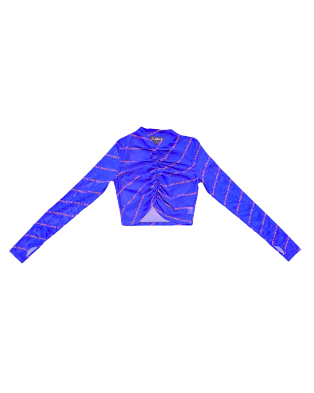 A-JANE Digi Gathered Logo Long Sleeves Crop Top