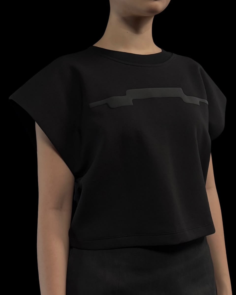 A-JANE X MOKOZOYO Geometric Crop Tee