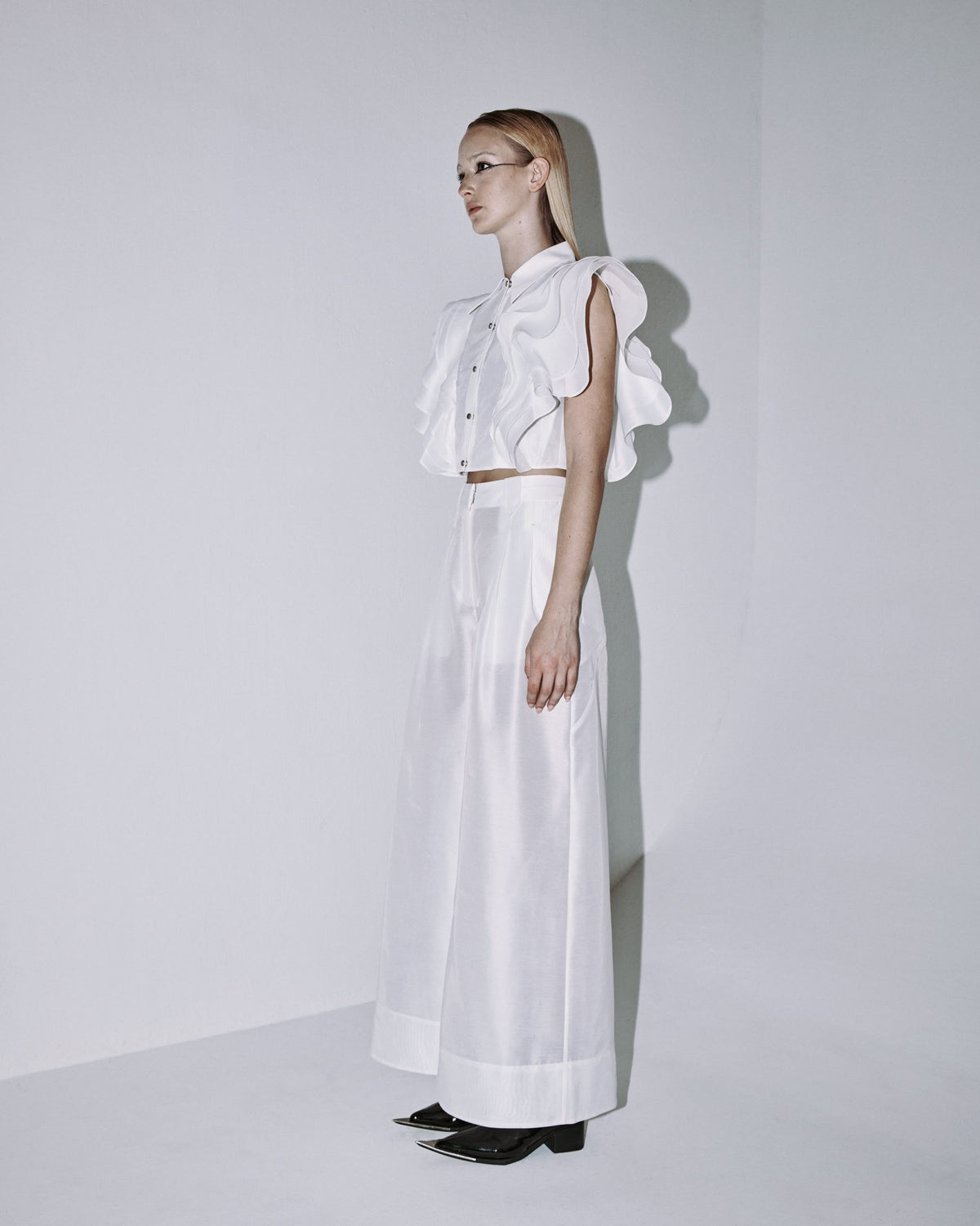 A-JANE Danusa Layered Wave Collared Top | Coming soon in October