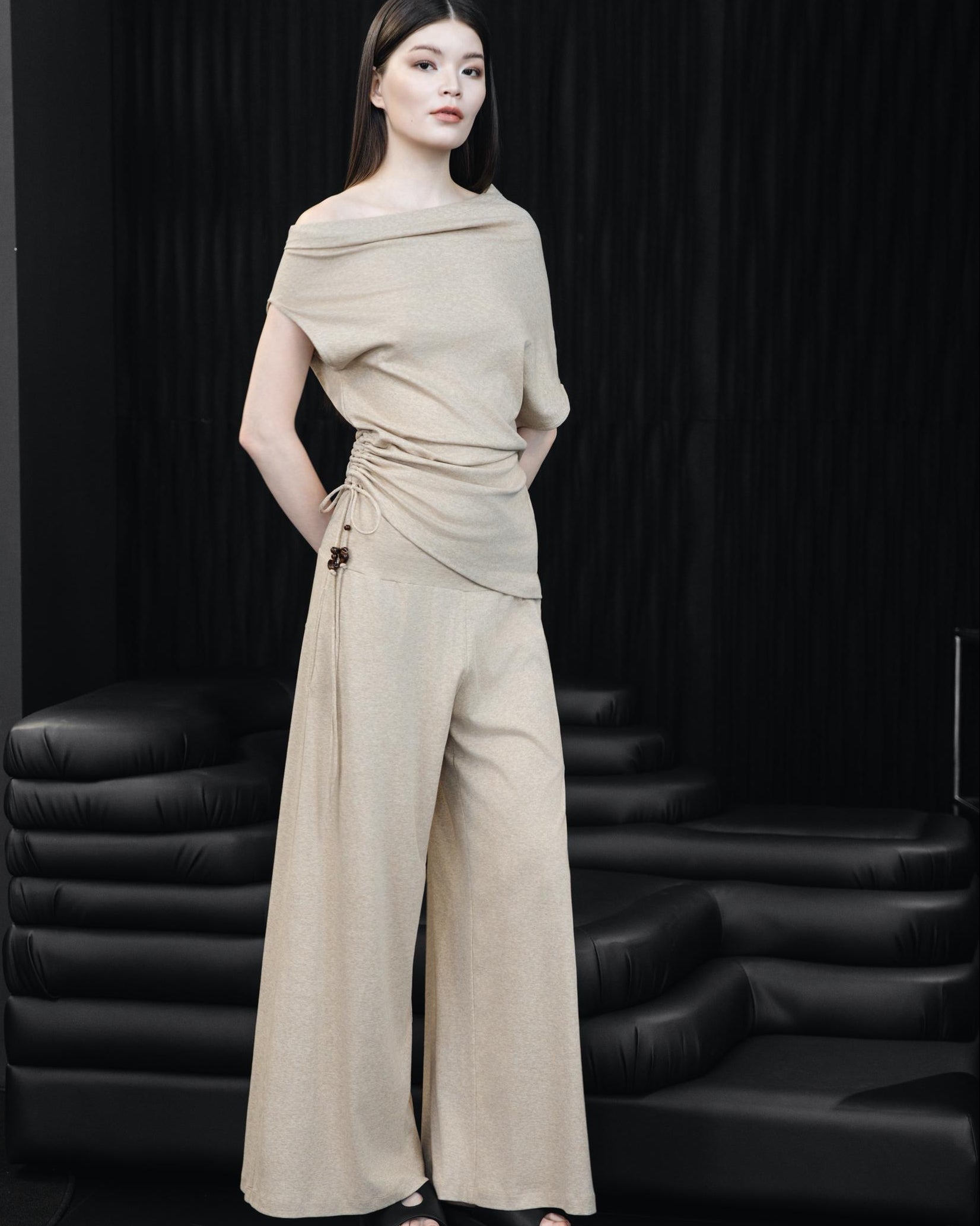 A-JANE SINNE Wide-Legs Knit Long Pants