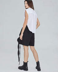 A-JANE Tremolo Asymmetrical Wavy Long Collar Shirt | Coming Soon