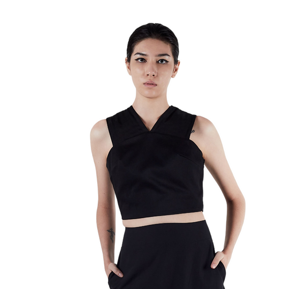 A-JANE Quilted V-Neck Crop Top