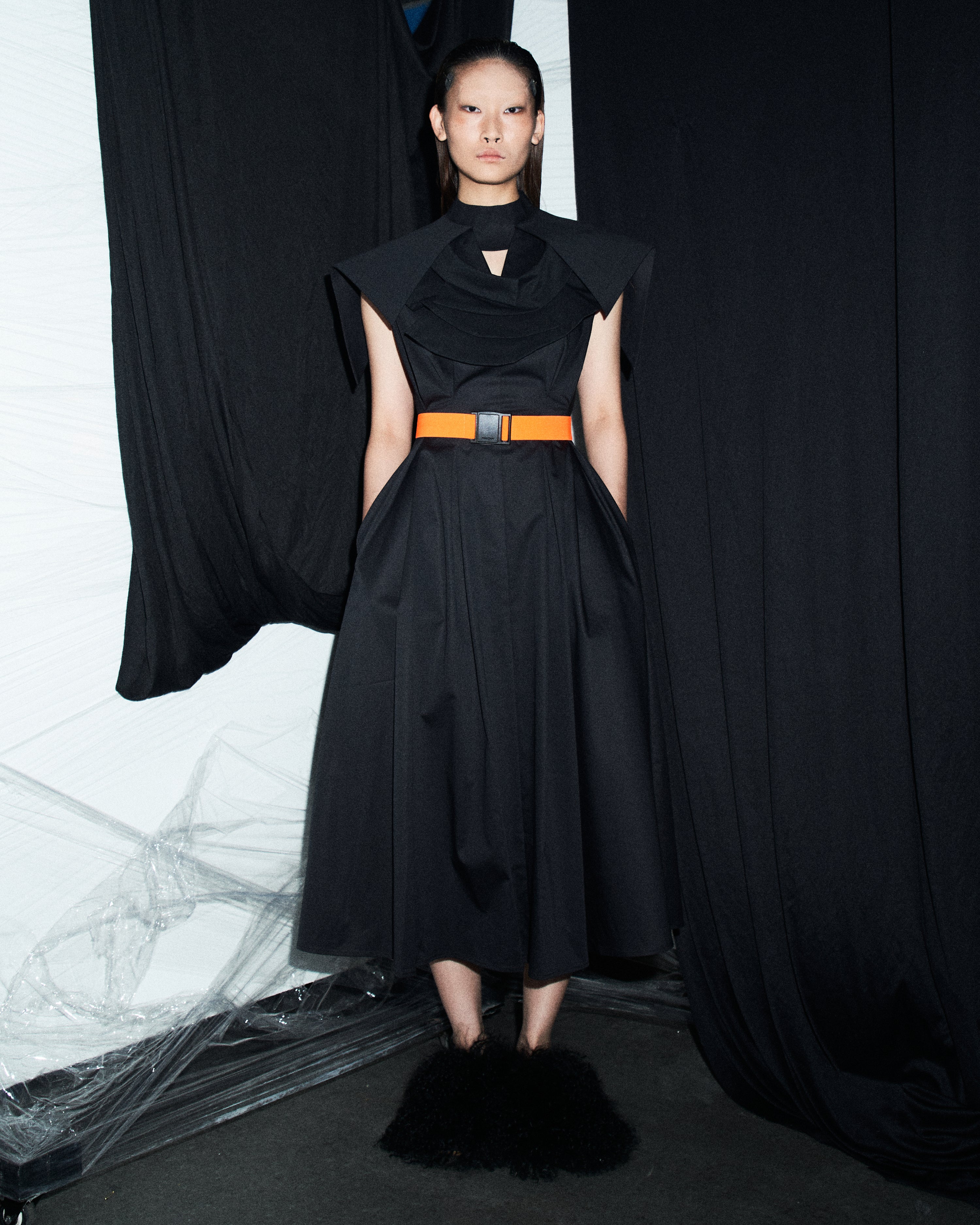 A-JANE Como High Collar Structured Panel Dress